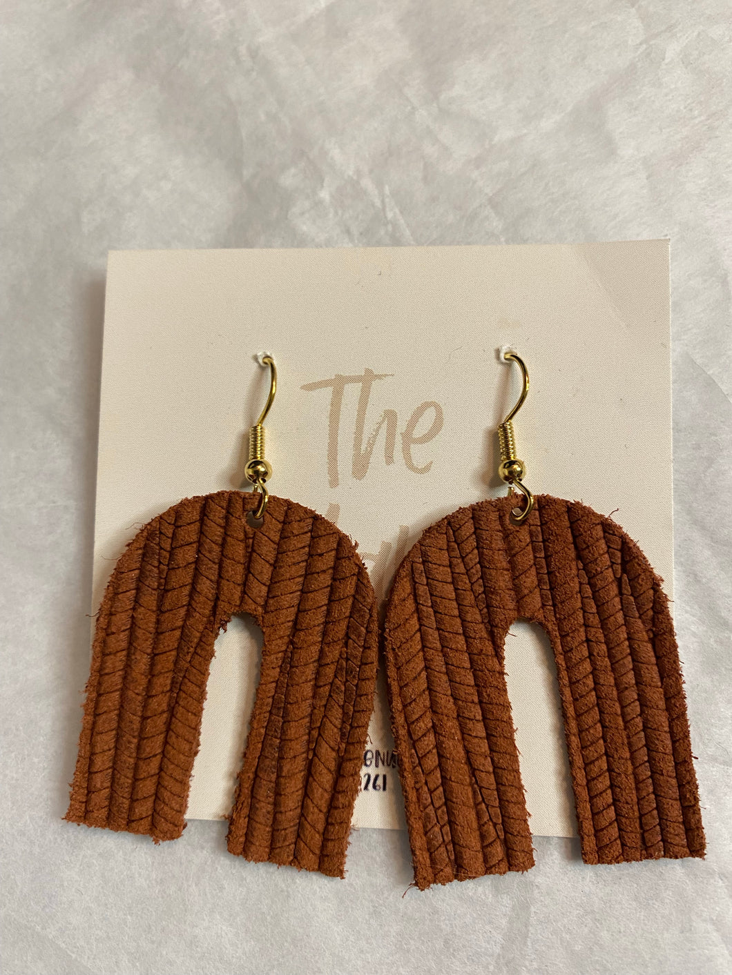 Cinnamon Palm Leather Earrings